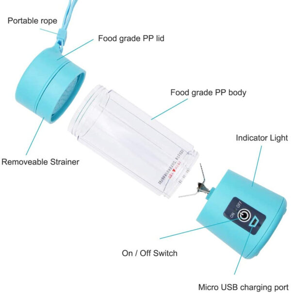 Portable Powerful 6 Blades USB Rechargeable Juicer/Blender - Image 2