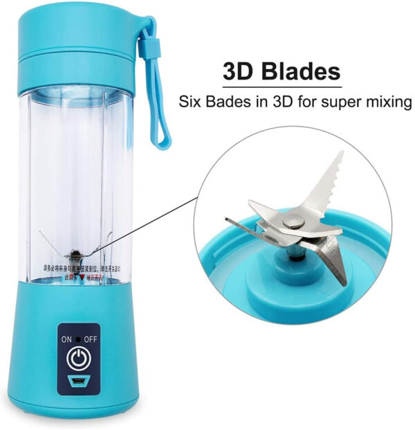 Portable Powerful 6 Blades USB Rechargeable Juicer/Blender - Image 3