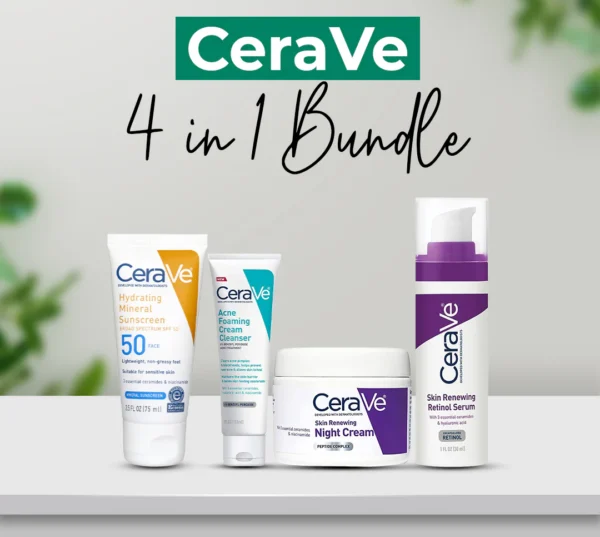 CeraVe 4-in-1 Skincare Kit – Cleanser, Serum, Sunblock & Night Cream - Image 4
