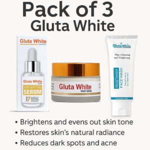 Gluta White Skin Care Bundle – Pack of 3 (Serum + Night Cream + Face Wash)